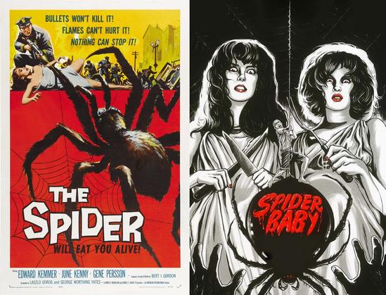 posters for Earth vs. the Spider (1958) and Spider Baby (1967)