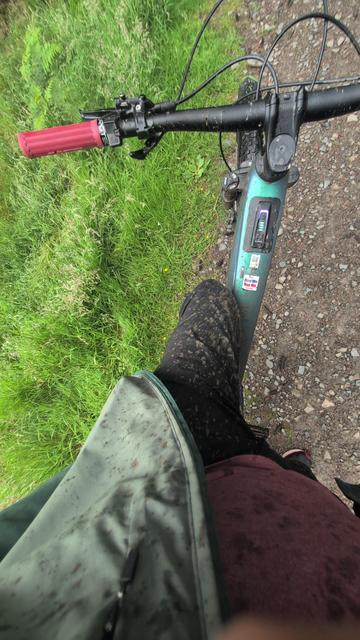 My muddy legs looking downwards