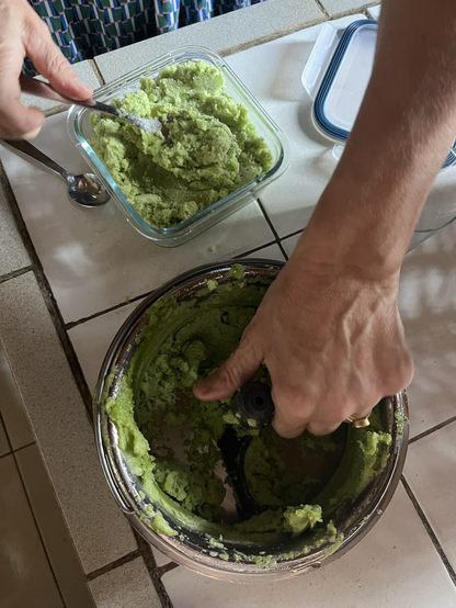Mom making cucumber sorbet