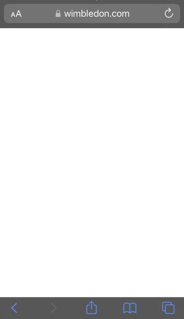 A white screen of Safari nothingness at wimbledon.com.