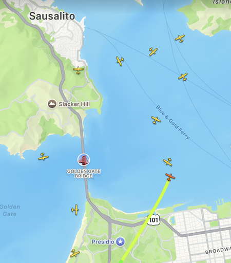 Scattered planes around the bridge