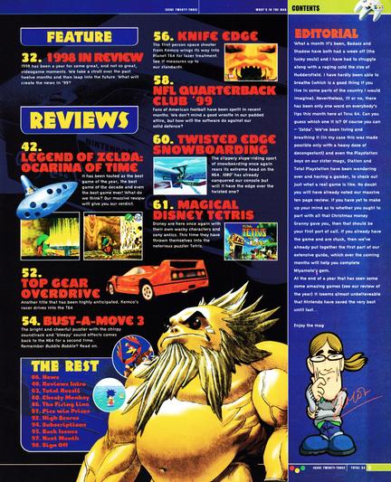 And the contents pages for Total 64 No.23 Volume 2 Issue 11 - December 1998 (UK)