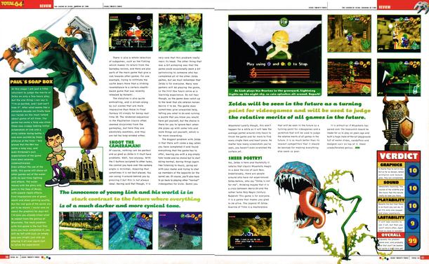 Review for The Legend of Zelda: Ocarina of Time on Nintendo 64.
Taken from Total 64 No.23 Volume 2 Issue 11 - December 1998 (UK)

score: 99%