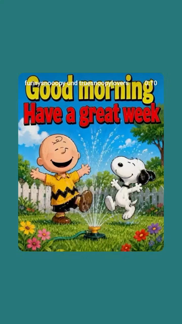 Good Morning, have a great week!
Charlie Brown und Snoopy tanzen überm Rasensprenger