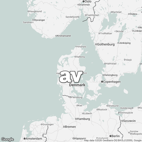 Map of Denmark overlaid with "av".