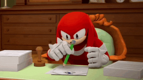 Sonic Boom gif of Knuckles signing a paper with the caption "NO! It is now illegal!"