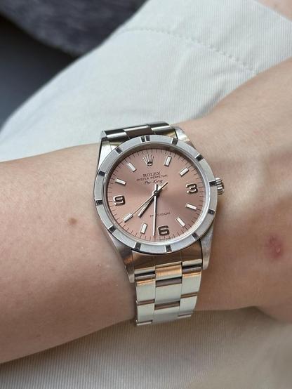 Wrist shot of a Rolex 14010 with moderate natural light.