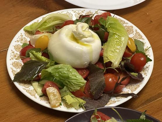 Burata in a salad.