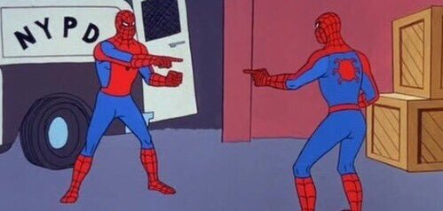 The Spider-Man pointing at Spider-Man meme.