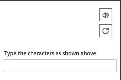 Input field "type characters as shown above"
but no characters are shown.