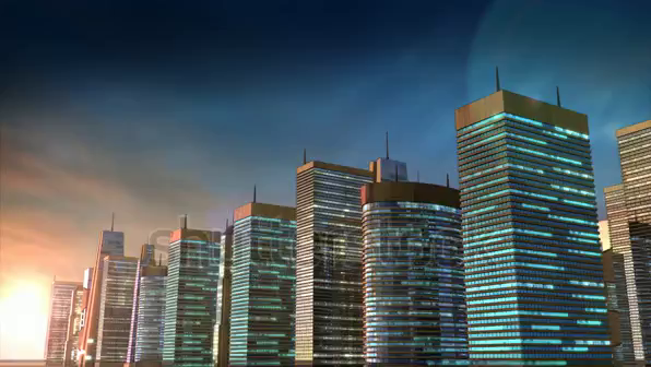 Skyscrapers Falling Down Causing Domino Effect