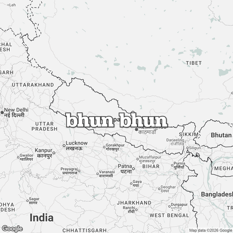 Map of Nepal overlaid with "bhun bhun".
