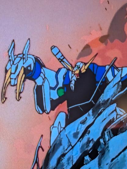 Gundam 05 looking at you like your eyes should be focused on their hand and not their face