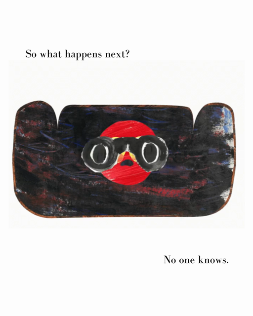 Text reads "So what happens next? 
No one knows." 
Image shows the data centre character with binoculars over its eyes, animated to look around.