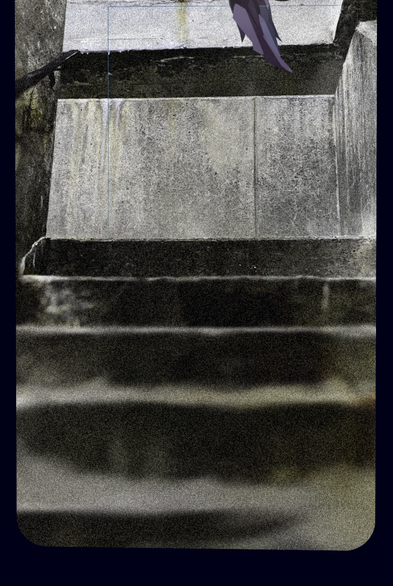 gaussian splat of stairs with tasty blur in the foregrount