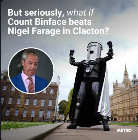 But seriously, what if Count Binface beats Nigel Farange in Clacton?