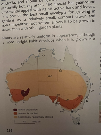 Map of Australia with tree growing areas marked