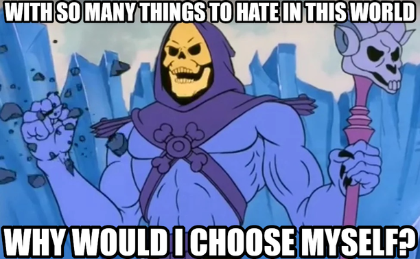 With so many things to hate in this world why would I choose myself? Says Skeletor finding new and exciting things to hate on the daily.