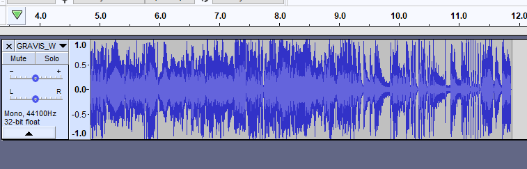 Audacity waveform view with some very audio-looking waves visible.