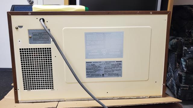 Back of the Panasonic Genius NE-8060C microwave oven from 1984.