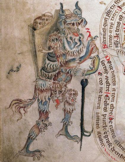 #Devil carrying his soul basket. Holkham Bible, England ca. 1320-1330. BL, Add. 47682, fol. 11v.
#medieval #MedievalArt