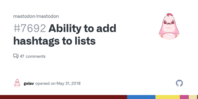 User can subscribe to hashtags adding them to the lists. I searched or browsed the repo’s other issues to ensure this is not a duplicate.