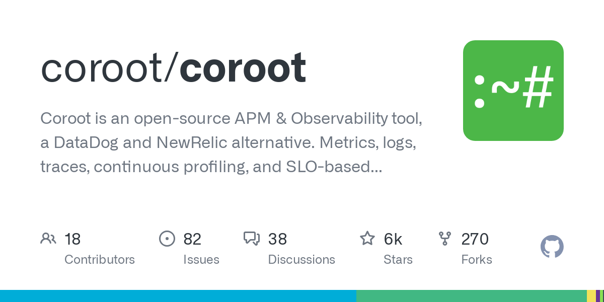 Coroot is an open-source APM &amp; Observability tool, a DataDog and NewRelic alternative. Metrics, logs, traces, continuous profiling, and SLO-based alerting, supercharged with predefined dashboar...