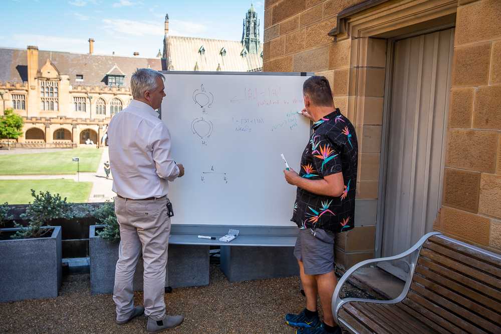 SMRI visitors Dr Adam Piggott and Professor Murray Elder on the terrace