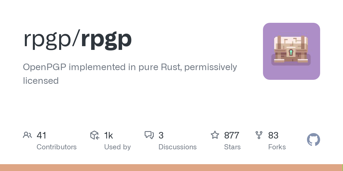 OpenPGP implemented in pure Rust, permissively licensed - rpgp/rpgp