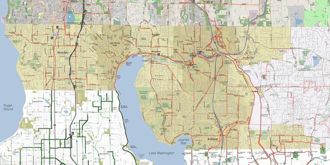 A bike infrastructure mapping project for NW King and SW Snohomish counties, The Greater Northshore Bike Map links the Seattle and 2 Line Eastside maps, making them all more useful. Printed, it fol...