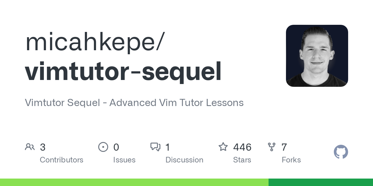 Vimtutor Sequel - Advanced Vim Tutor Lessons. Contribute to micahkepe/vimtutor-sequel development by creating an account on GitHub.