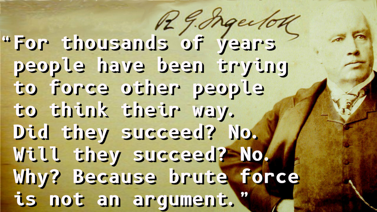 Quotation with an autographed photograph of Robert G. Ingersoll.