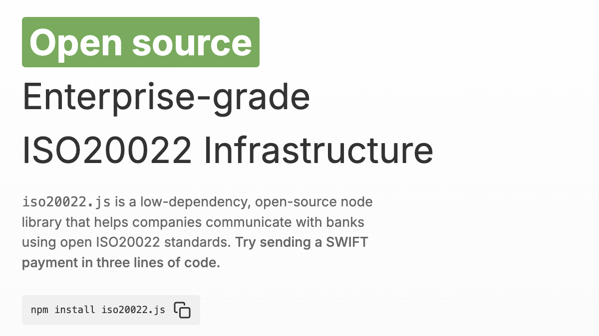 iso20022.js - Open source ISO20022 library
