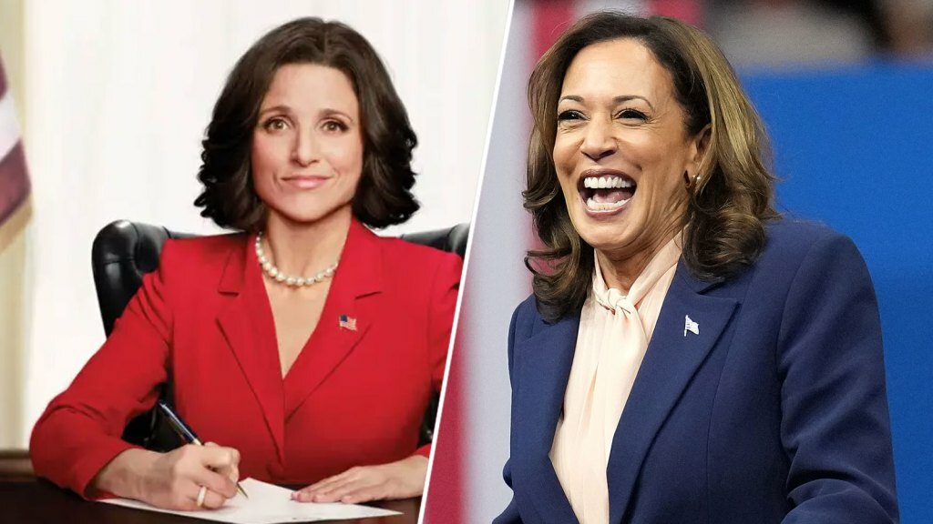 Julia Louis-Dreyfus as Selina Meyer and Kamala Harris