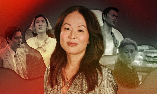 Photo illustration of writer Soo Hugh and characters from her series, 'Pachinko'