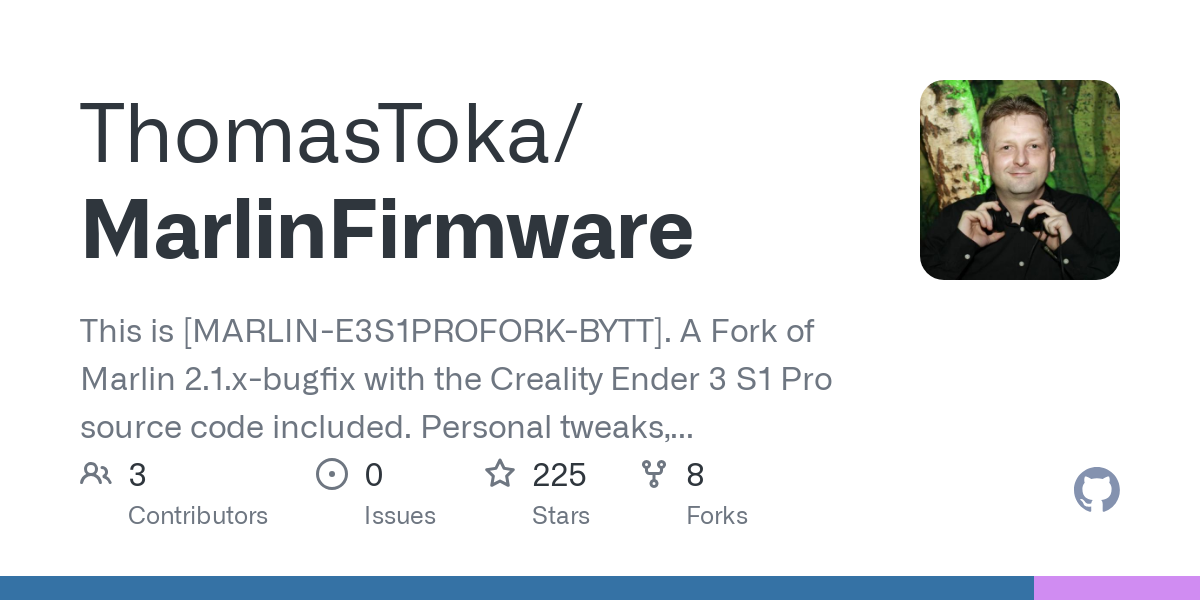 This is [MARLIN-E3S1PROFORK-BYTT]. A Fork of Marlin 2.1.x-bugfix with the Creality Ender 3 S1 Pro source code included. Personal tweaks, fixes and enhancements included. This firmware is for the En...