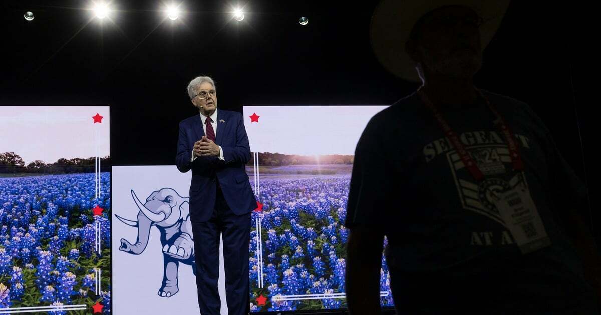 Lt. Gov. Dan Patrick speaks at the 2024 Texas GOP Convention in San Antonio on May 23, 2024.