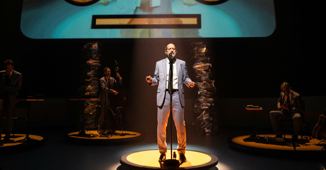 Eric Lipton in his new show, “We Are Your Robots,” in Brooklyn.