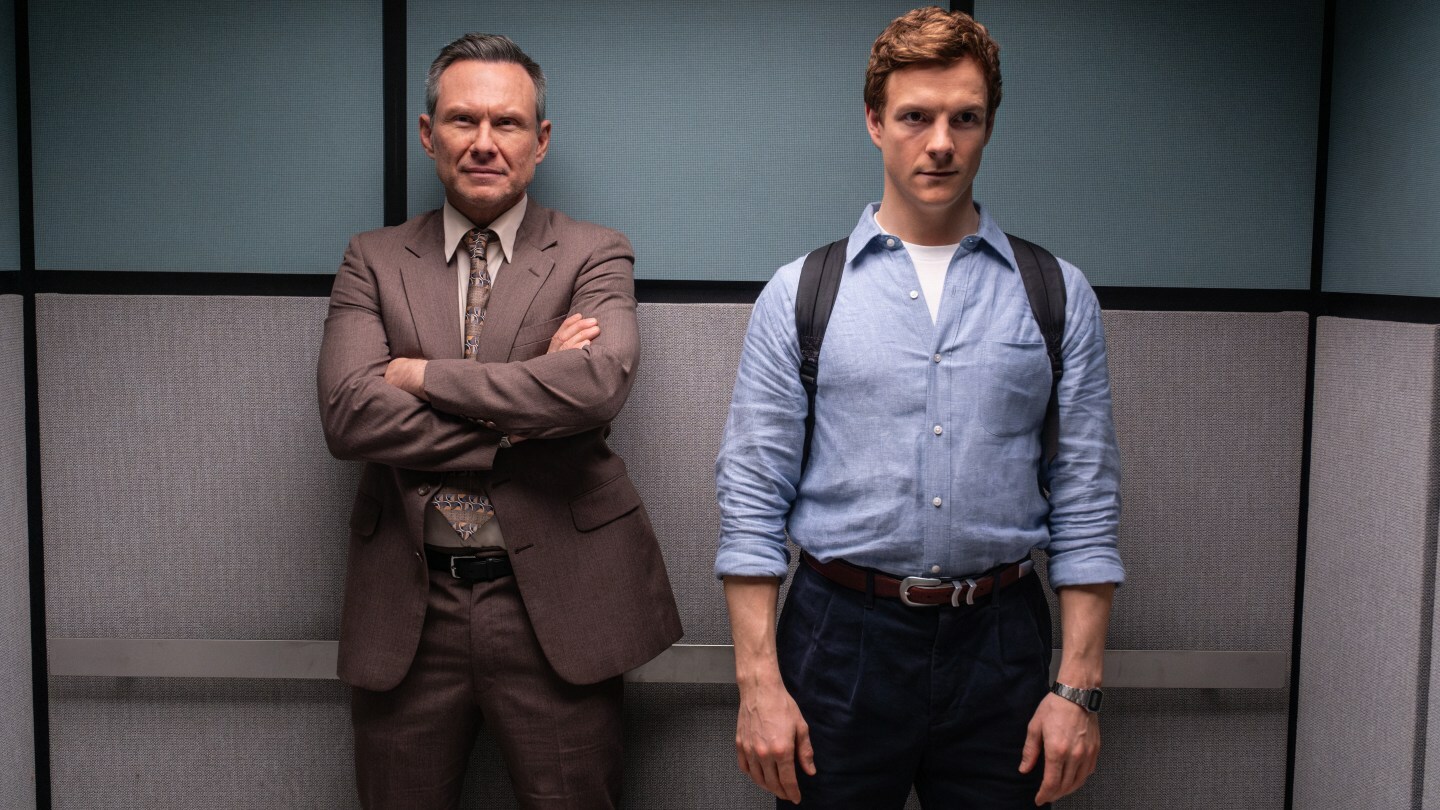 Christian Slater as Harry Morgan and Patrick Gibson as Dexter Morgan in 'Dexter: Original Sin.'