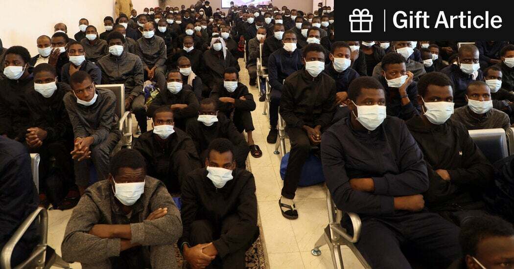 Migrants from Niger waiting for deportation in Tripoli, Libya, on Dec. 25.