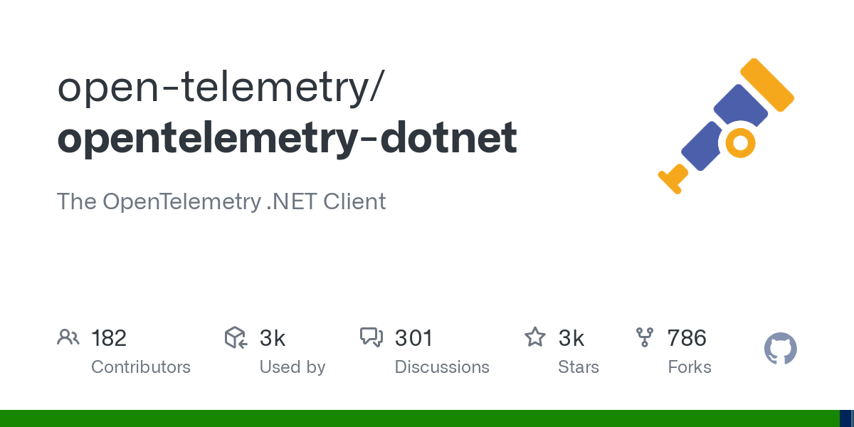 The OpenTelemetry .NET Client. Contribute to open-telemetry/opentelemetry-dotnet development by creating an account on GitHub.