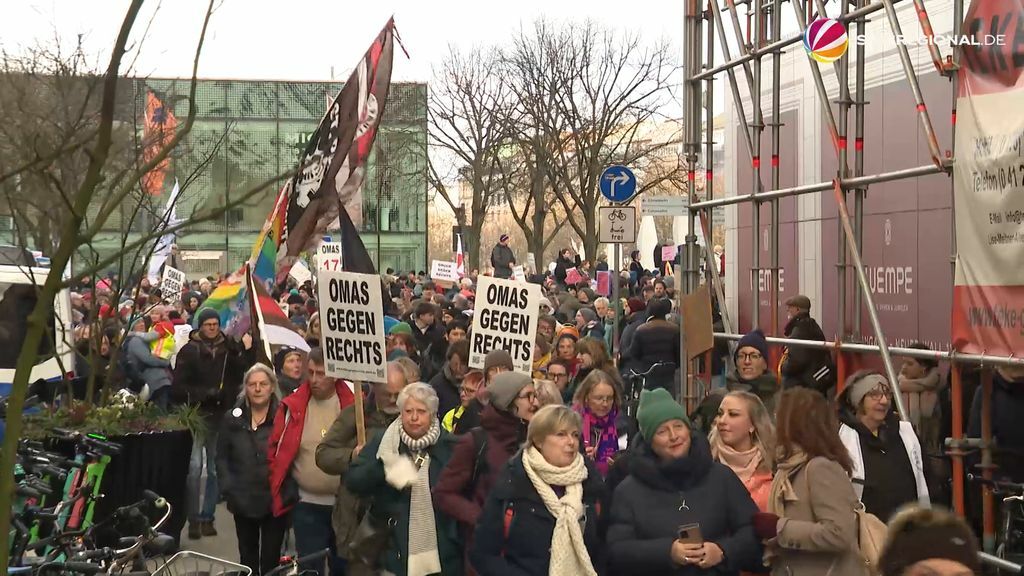 Menschenkette und Demo gegen Rechts mit über 20.000 Teilnehmern in Hamburg