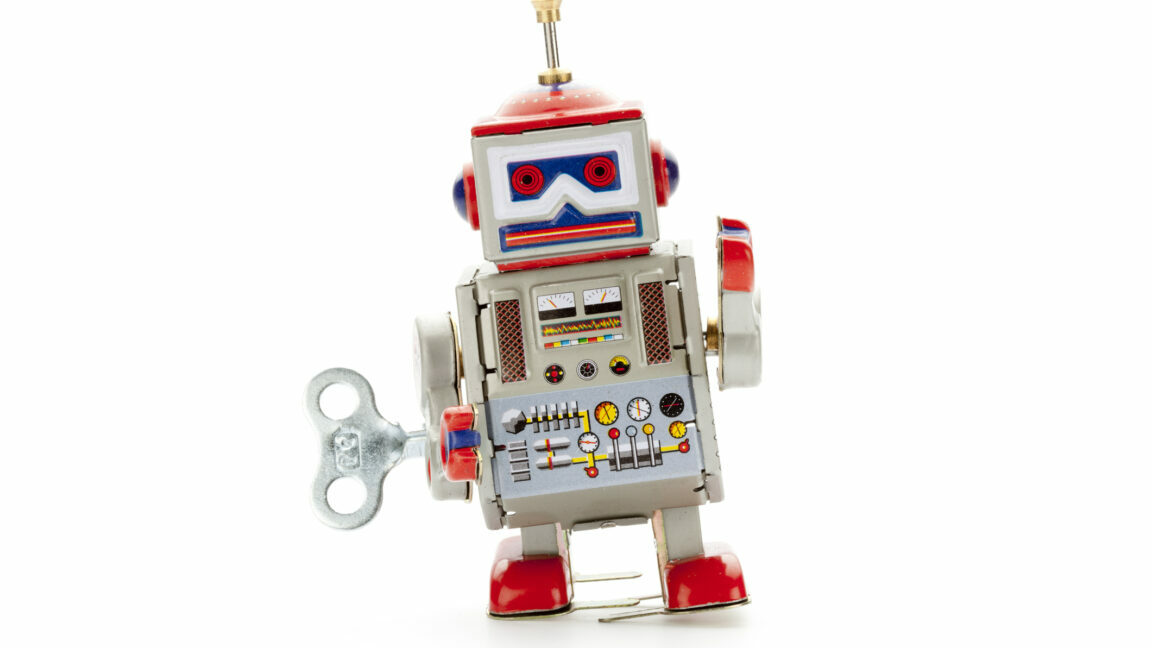 Image of a cartoonish wind-up robot.
