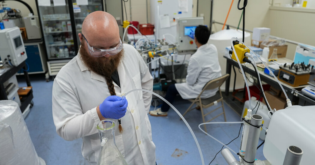 Research on PFAS, a family of toxic compounds known as forever chemicals, at an Environmental Protection Agency lab in Cincinnati.