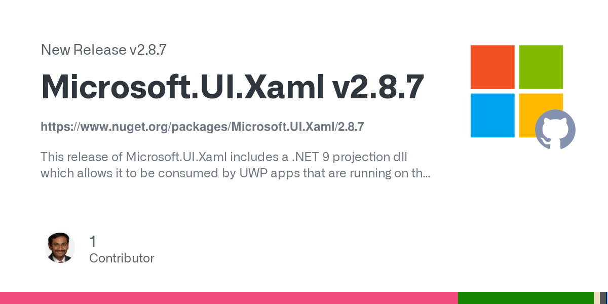 https://www.nuget.org/packages/Microsoft.UI.Xaml/2.8.7
This release of Microsoft.UI.Xaml includes a .NET 9 projection dll which allows it to be consumed by UWP apps that are running on the latest ....
