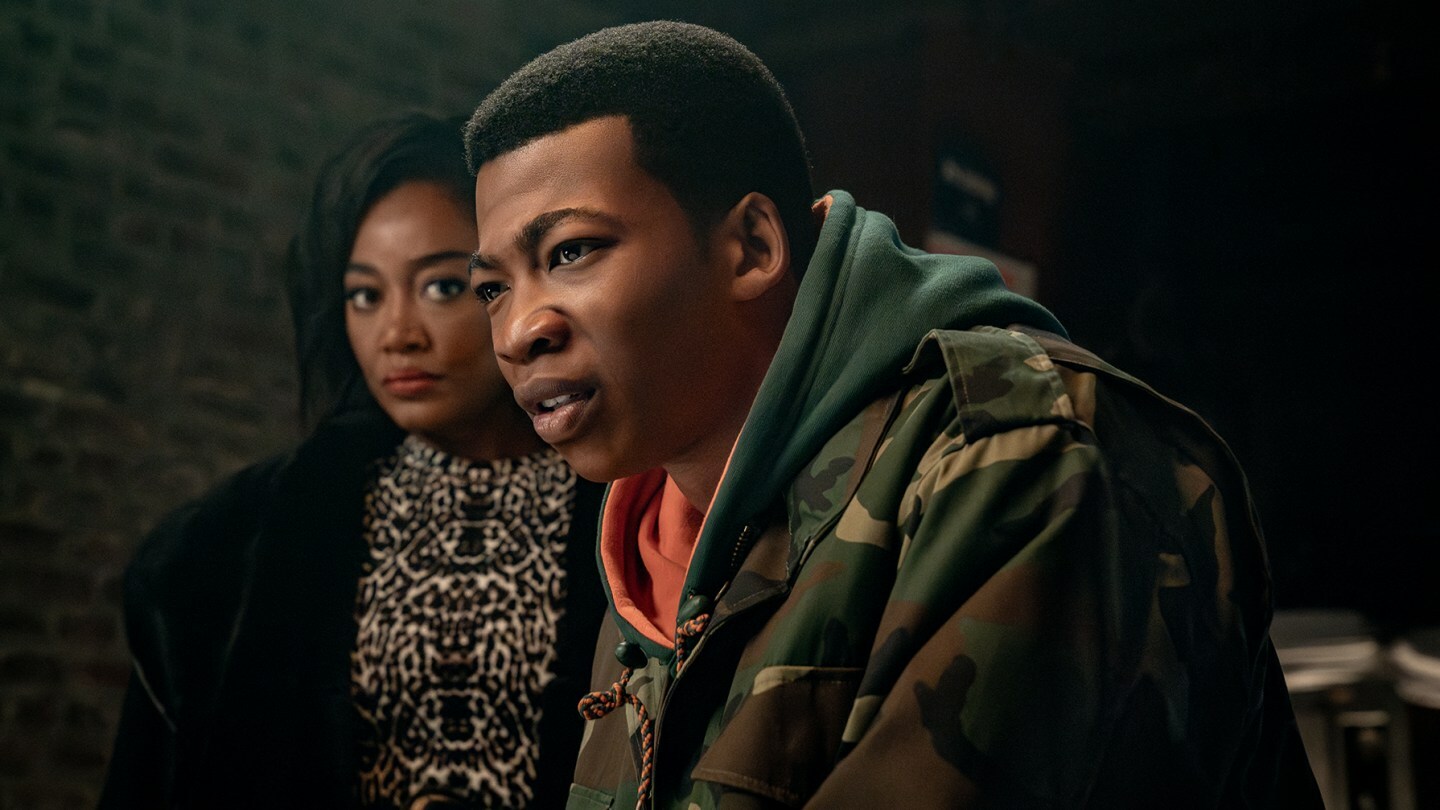 Patina Miller and Mekai Curtis appear in a still from season four of the Starz series 'Power Book III: Raising Kanan.'