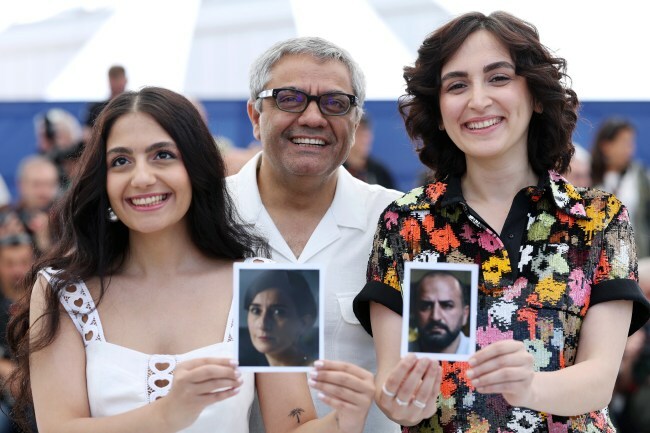 CANNES, FRANCE - MAY 25: (L-R) Setareh Maleki, Mohammad Rasoulof and Mahsa Rostami attend the 'The Seed Of The Sacred Fig' Photocall at the 77th annual Cannes Film Festival at Palais des Festivals on May 25, 2024 in Cannes, France. (Photo by Pascal Le Segretain/Getty Images)