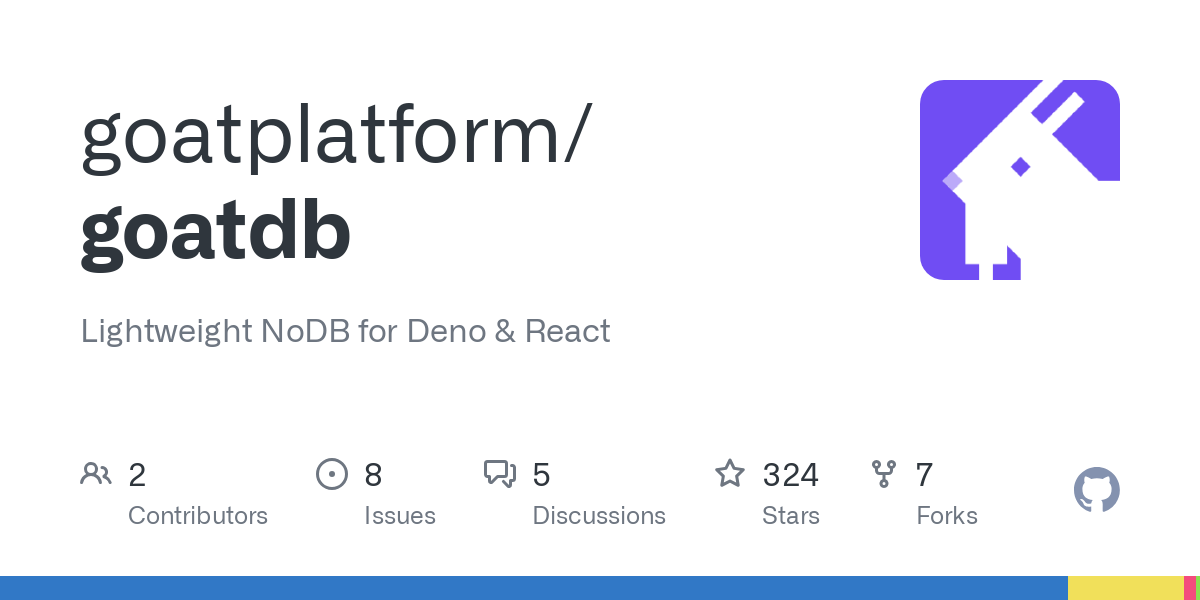 Lightweight NoDB for Deno & React. Contribute to goatplatform/goatdb development by creating an account on GitHub.