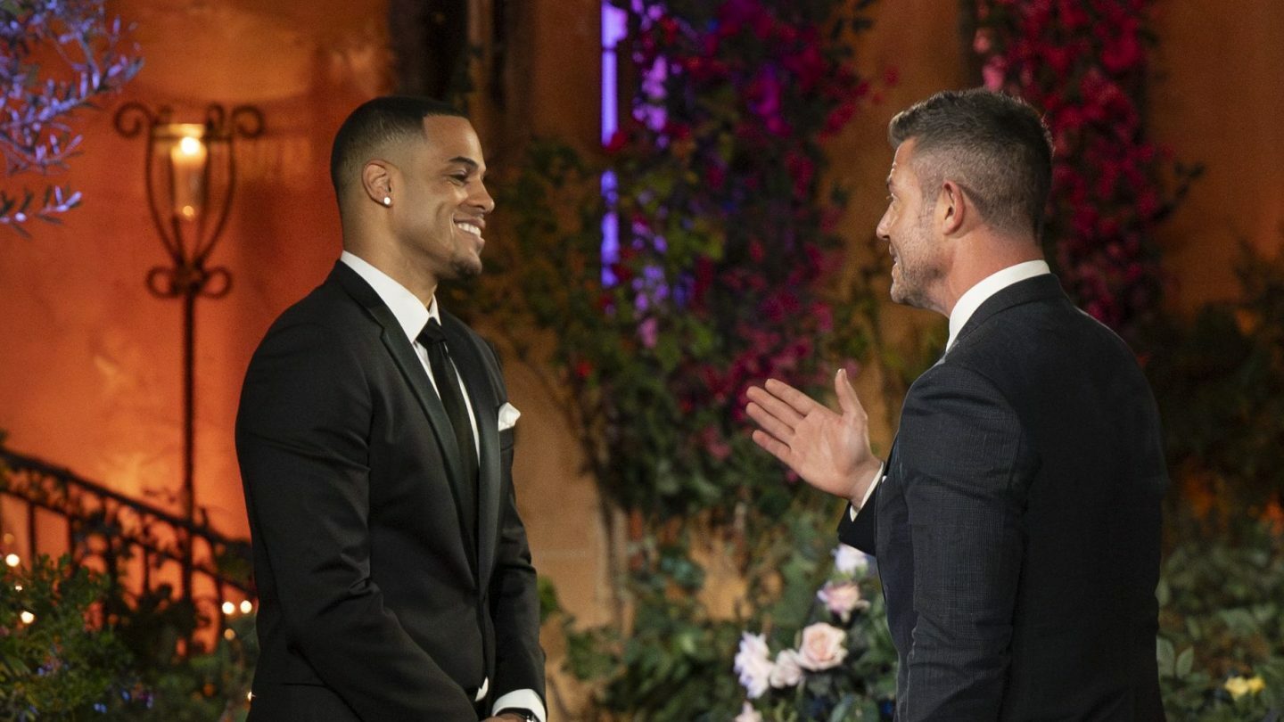 'The Bachelor' star Grant Ellis with host Jesse Palmer in season 29.