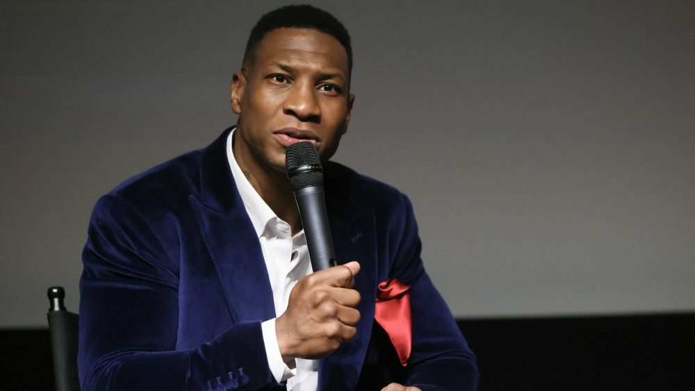 LOS ANGELES, CALIFORNIA - MARCH 17: Jonathan Majors speaks during the Special Screening of "Magazine Dreams" at The London Hotel on March 17, 2025 in Los Angeles, California. (Photo by Rodin Eckenroth/Getty Images)